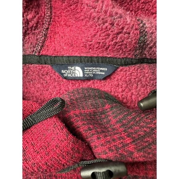 The North Face Sweatshirt Women Xtra Large Red Back Hoodie Flannel Buffalo Plaid - Picture 4 of 12